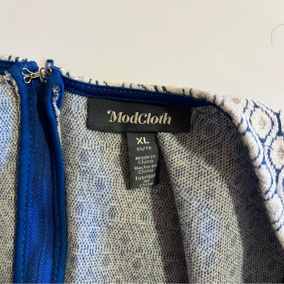 ModCloth XL Fit & Flare Dress Nautical Preppy Silver Sparkle, Deep Pockets 50s - Picture 10 of 10